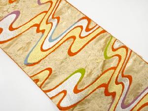 アンティーク　流水に紅葉模様織り出し袋帯（着用可）